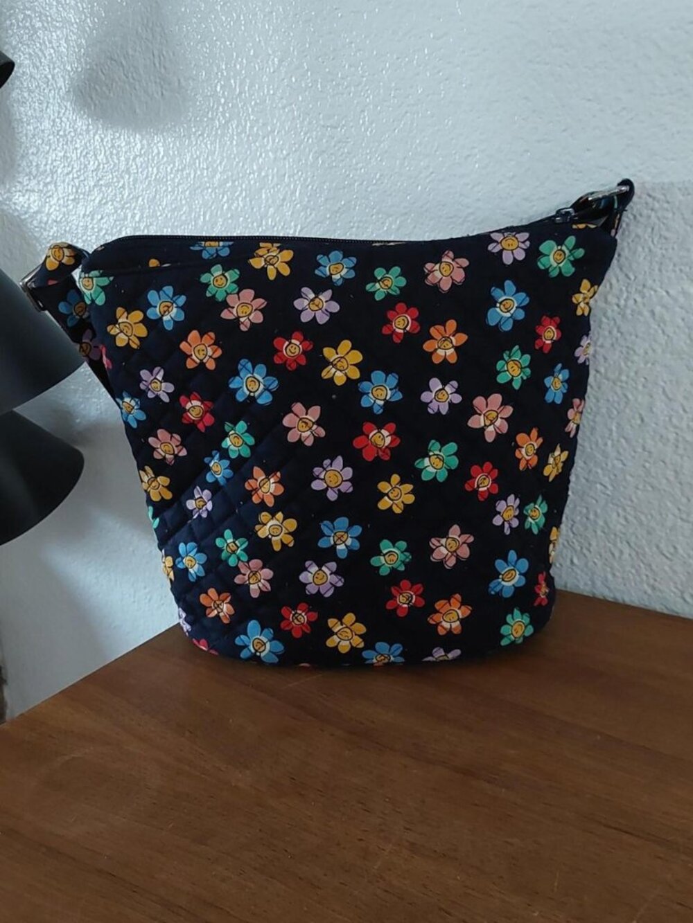 Vera Bradley Pride Daisies Hipster Crossbody Bag Rare Smiley Face Flower Quilted
